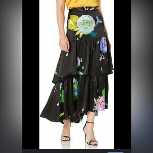 Cynthia Rowley Women's
Charmeuse Skirt, Black Floral.